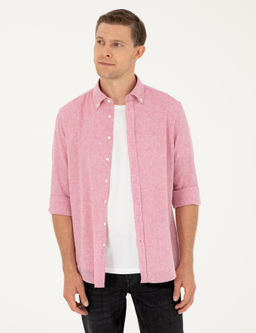 K_rm_z_ Slim Fit Keten Kar___ml_ G_mlek