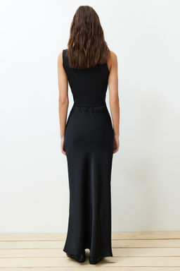 TRENDYOLMILLA Siyah Saten Bal?k Shape Maxi Boy Dokuma Etek TWOSS24ET00120  фото 5