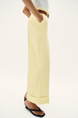 TROUSERS WITH TURN-UP CUFFS AND BELT - Zara фото 5
