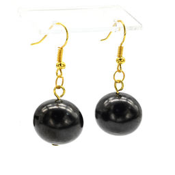 Серьги с шунгитом шарик 16мм