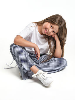 Брюки палаццо спортивные штаны для девочки UD 7949 синяя полоска - Mini maxi фото 5