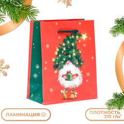 Цена за 4 шт. Пакет подарочный «Новогодний домовёнок», 11.5×14.5×6.5 см.