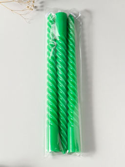 Свеча витая 25 см (набор 3 шт) 57 гр, 5 ч, цв. зелёный