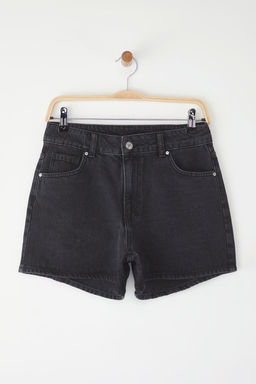 Siyah More Sustainable Yuksek Bel City Boy Denim Sort TWOSS25SR00178