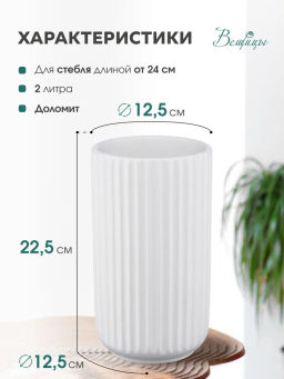 Декоративная ваза Рельеф, 9,5х9,5х18 см, белый Cha7-M - Вещицы фото 6