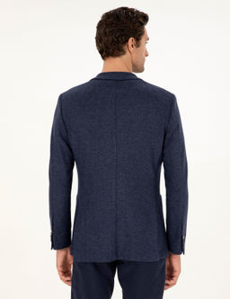 Lacivert Slim Fit Ka_mir Kar___ml_ Ceket