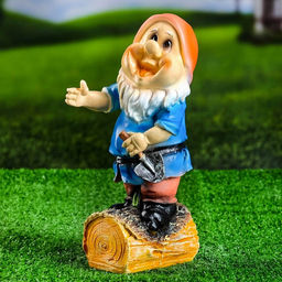 Садовая фигура из полистоуна «Гномик с лопатой», 15×12×30 см