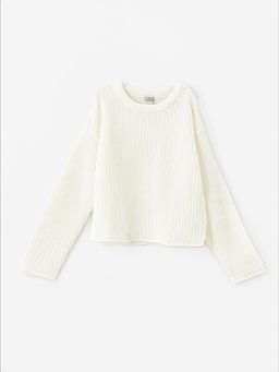 Bisiklet Yaka Uzun Kollu K?z ?ocuk Triko Kazak