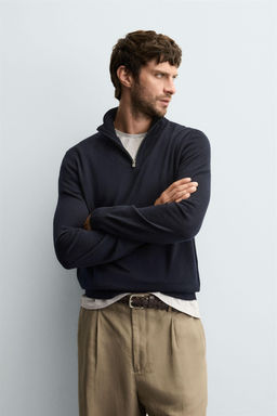 100% WOOL QUARTER-ZIP SWEATER