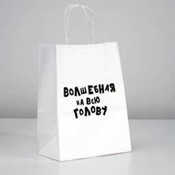 Цена за 10 шт. Пакет подарочный с приколами Волшебная на всю голову, 24 х 14 х 30 см