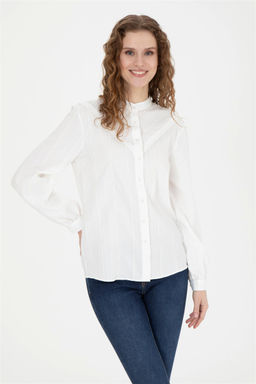 Женская белая рубашка с длинным рукавом