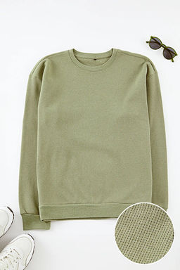 Haki Oversize/Geni_ Kesim Bisiklet Yaka _ardonsuz Sweatshirt TMNAW25SW00194