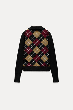 DIAMOND PATTERN KNIT CARDIGAN - Zara фото 5