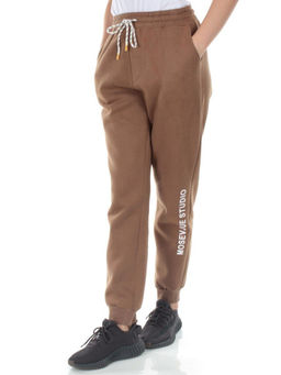 M053 BROWN Брюки спортивные утепленные женские (85% хлопок, 10% полиэстер, 5% спандекс) - Фабричный китай фото 3