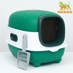 Туалет закрытый, 39×56×40 с, с УФ-лампой для уничтожения запаха, пластик, зелёный