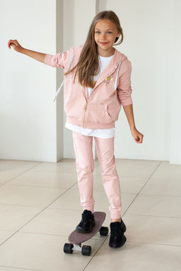 Худи на молнии из премиального футера с золотистой фурнитурой