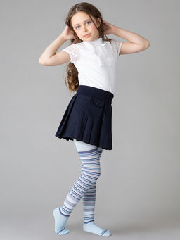 (Omsa) Collant 11P11-3 в полоску blu chiaro
