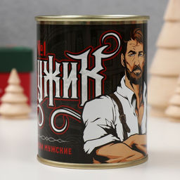 Носки с принтом в банке "Мужик №1"  (мужские, "Геральдическая лилия")