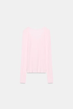 CAMISETA ESCOTE REDONDO ALGOD?N / Rosa pastel - Zara фото 5
