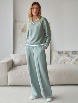 Брюки прямые со стрелками из премиального футера двухнитки с эластаном - Vilatte фото 5