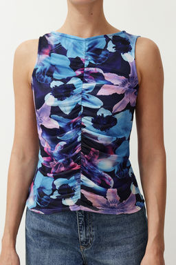 Siyah Soyut Desenli Buzgu/Drape Detayl? Regular/Normal Kal?p Kay?k Yaka Bluz TWOSS24BZ00544 - Trendyolmilla фото 13