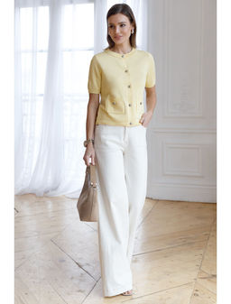 Кардиган c коротким рукавом вязаный из хлопка с акрилом