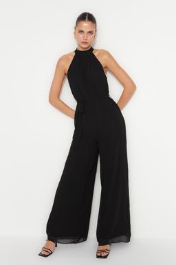 Siyah Kusakl? Maxi Sifon Astarl? Dokuma Tulum TWOSS23TU00093
