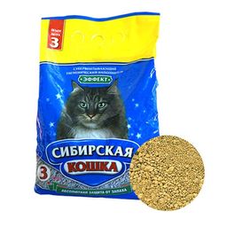 Наполнитель Сибирская Кошка ЭФФЕКТ 3 л впитывающий 1/4 АКЦИЯ 00023901
