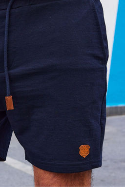 Lacivert Regular/Normal Kesim K?sa Boy PU Etiketli Lastik Belli Bagc?kl? Sort TMNSS22SR0403