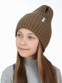Шапка вязаная детская кофе Ш-120 (56-58)