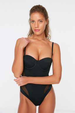 TRENDYOLMILLA Bordo Balkonet Mesh Detayl? Regular Mayo TBESS20MA0046  фото 13