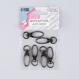 Цена за 2 шт. Карабин металлический, 38×12 мм / 10×1 мм, 6 шт., цвет чёрный никель