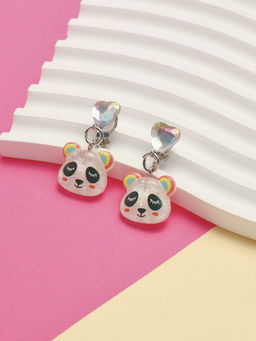 Цена за 2 шт. Серьги-клипсы детские «Выбражулька» панда с сердцем кристалл, цветные