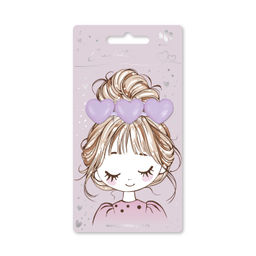 Заколка для волос зажим, арт. 71771 / 10 СЕРДЕЧКИ (в наборе: 1шт., 6,5 см, черный металл, полиэфирная смола, цвет: сиреневый, подложка из мелованного картона + ПЭТ-пакет с европодвесом)