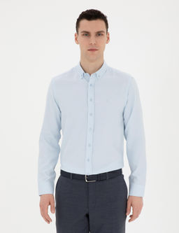Рубашка Pierre Cardin Oxford Slim Fit светло-голубая