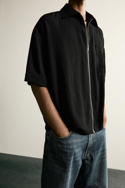 CAMISA RELAXED FIT RELIEVE / Negro - Zara фото 5