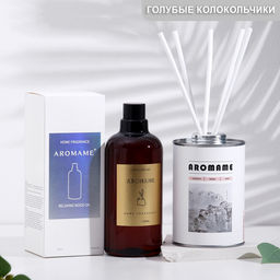 Набор диффузор ароматический Aromame, голубые колокольчики, 500 мл, круглая банка