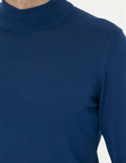 _ndigo Slim Fit Yar_m Bal_k__ Yaka Y_n Kar___ml_ Basic Triko Kazak - Pierre cardin фото 7