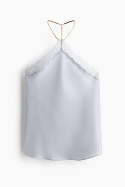Top halter con ribete de encaje