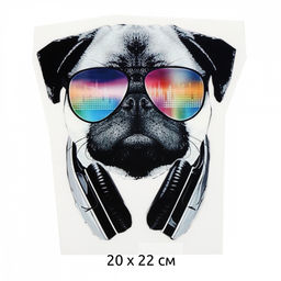 Термотрансфер арт.TBY.1303 Мопс и наушники 20х22см, уп.10шт