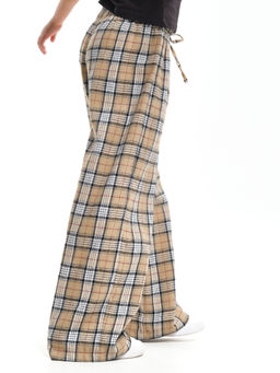 Брюки палаццо спортивные штаны для девочки одежда в клетку UD 7875(5161) кофе/беж клетка - Mini maxi фото 6