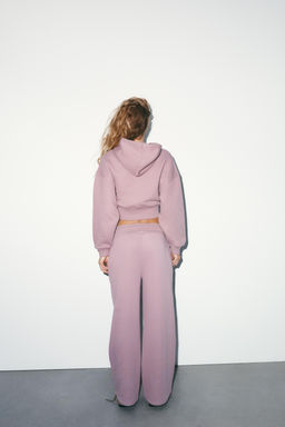 PANTAL?N RECTO FELPA / Rosa tiza