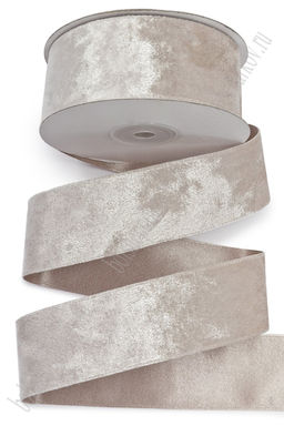 Лента двусторонняя велюр/атлас 4 см*10 ярд (SF-7602) светлая пенка №6