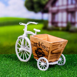 Декоративное кашпо для цветов «Велосипед Home & Garden», 26×12×18 см, дерево, пластик, белое