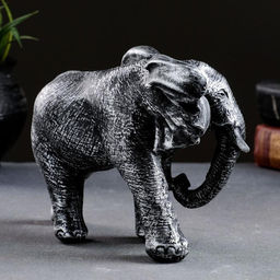 Фигурка полистоун «Слон африканский», серебро, 18×7×13 см