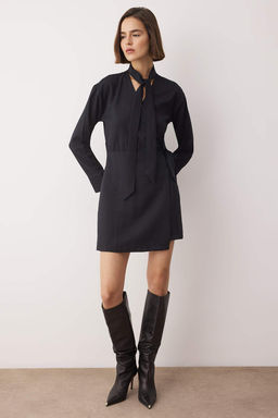 Siyah Duz K?sa / Mini Dokuma Elbise TWOAW26EL00291