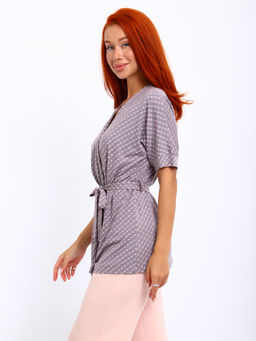 Пижама с халатом МИШЕЛЬ-1: брюки, топ, халат (персик № 20/3) - Ивановская трикотажная компания фото 5