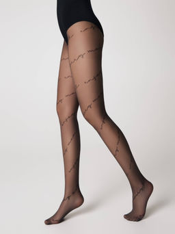 Колготки фантазийные CONTE SENTIMENT Колготки c диагональными надписями grafit