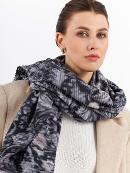 Большой, мягкий, тонкий и очень нежный двусторонний палантин с рисунком