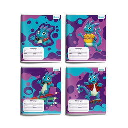 Цена за 10 шт.Тетрадь Schoolformat 12 листов, косая линия, Smart Dino мелованный картон, ВД-лак